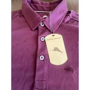NWT Tommy Bahama Portside Palms Polo Men Medium Grape Wine Performance NEW $99